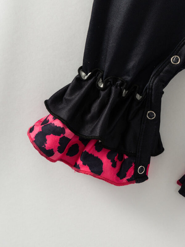 Christmas Pink Leopard Tree Ruffle Baby Girl Romper - Image 5