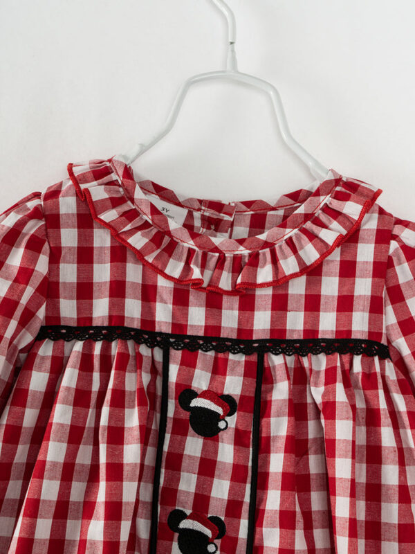 Red Plaid Christmas Hat Girl Dress - Image 3