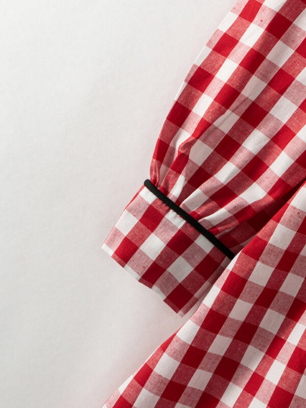 Red Plaid Christmas Hat Girl Dress - Image 4