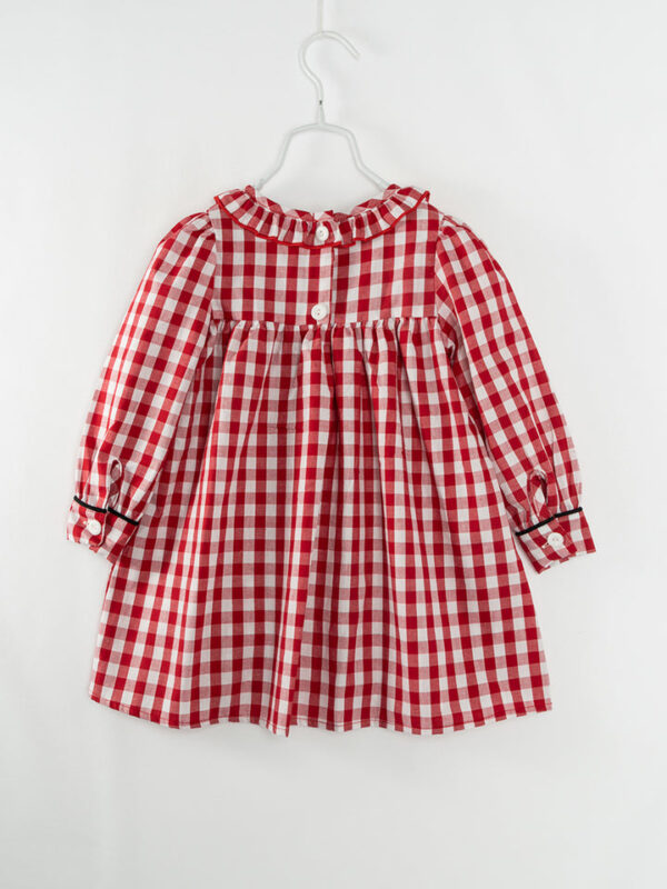 Red Plaid Christmas Hat Girl Dress - Image 6