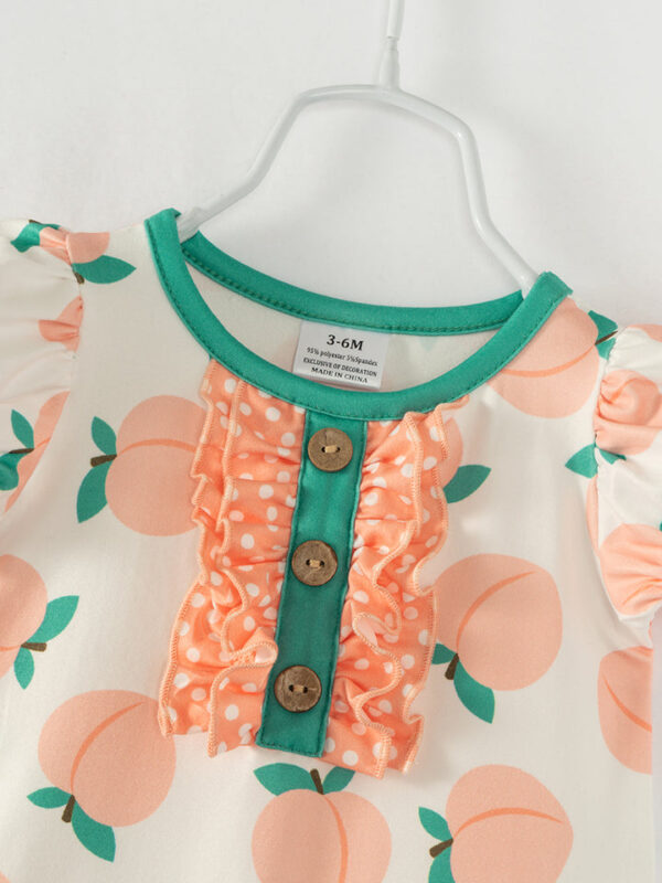 Pink Peach Baby Girl Romper - Image 3