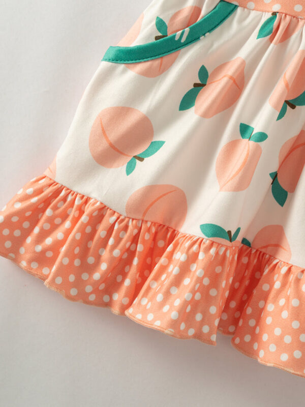 Green Pink Peach Ruffle Girl Bell Pant Set - Image 6