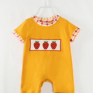 Yellow Strawberry Baby Boy Romper