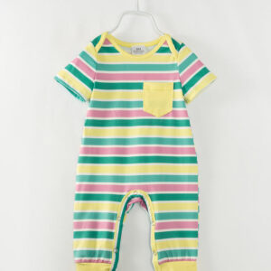 Yellow Green Stripe Baby Boy Romper