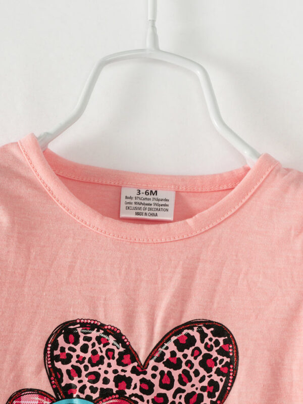 Valentine's Day Pink Leopard Heart Ruffle Baby Girl Romper - Image 3