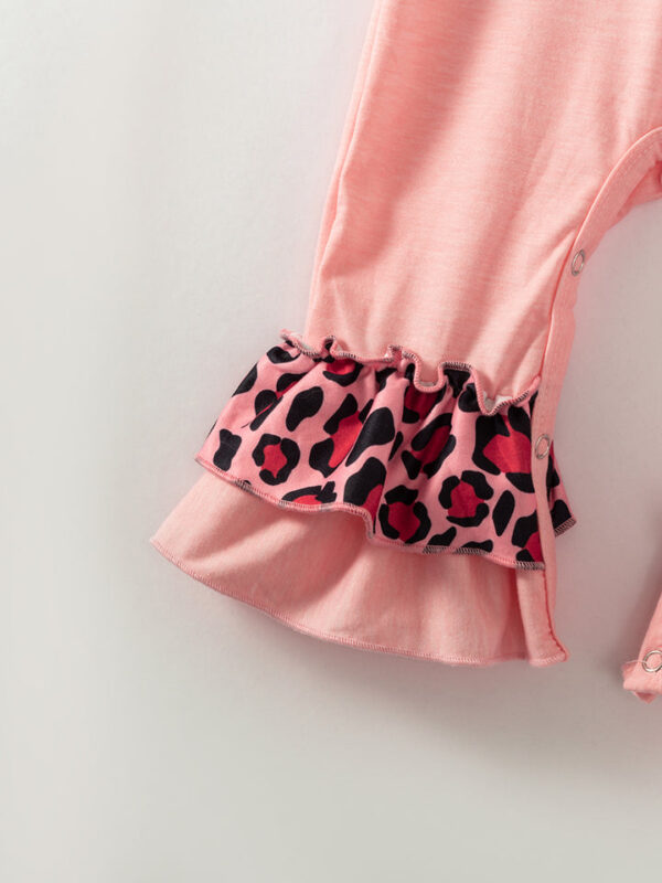 Valentine's Day Pink Leopard Heart Ruffle Baby Girl Romper - Image 5