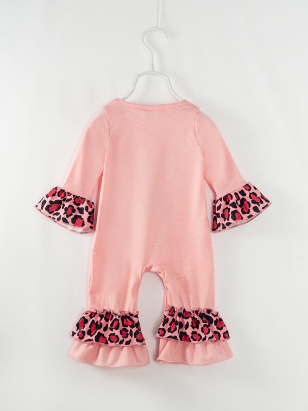 Valentine's Day Pink Leopard Heart Ruffle Baby Girl Romper - Image 6