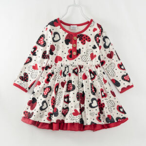 Valentine's Day Black Red Heart Ruffle Girl Twirl Dress