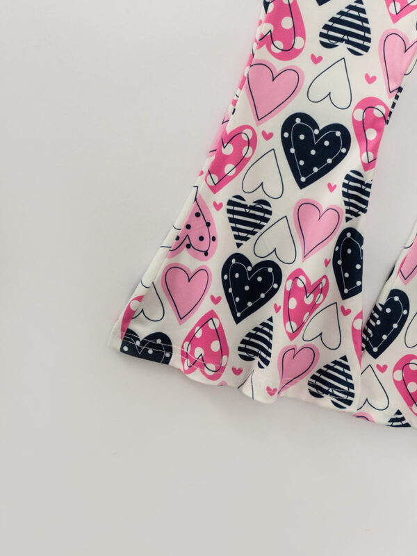 Valentine's Day Pink Heart Girl Bell Pant Set - Image 5