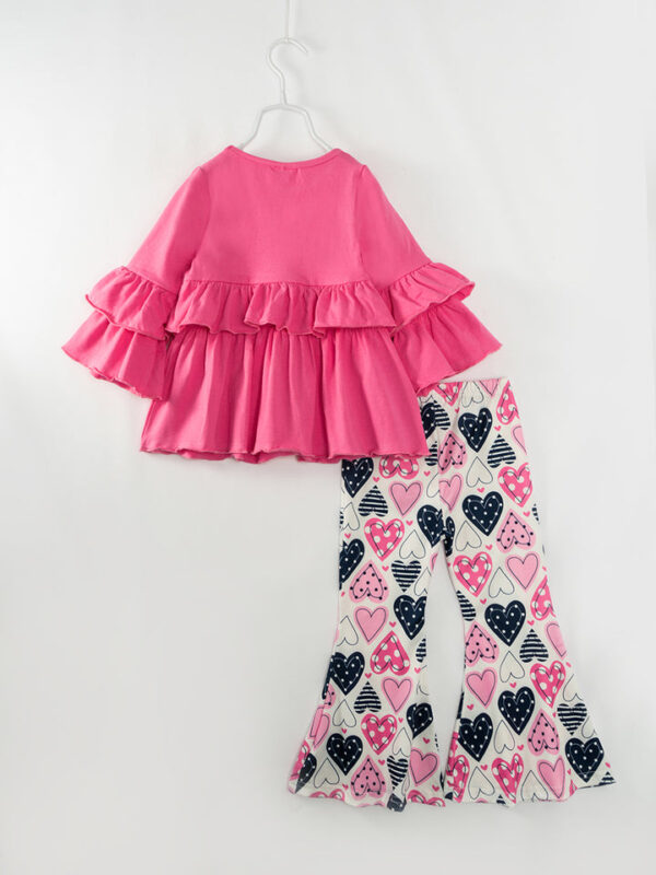 Valentine's Day Pink Heart Girl Bell Pant Set - Image 6