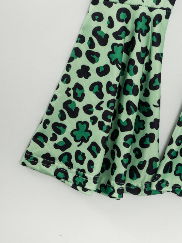 St. Patrick's Day Green Clover Girl Bell Pant Set - Image 5