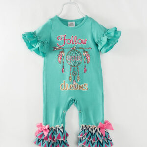 Dreamcatcher Follow Dream Ruffle Baby Girl Romper