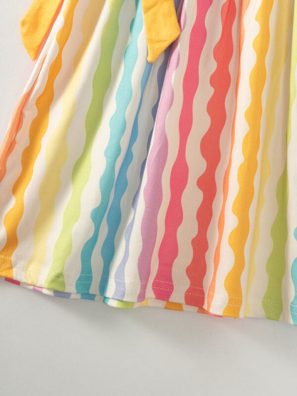 Rainbow Smocked Ruffle French Knot Girl Dress - Image 5