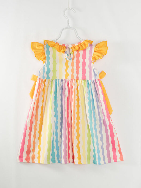 Rainbow Smocked Ruffle French Knot Girl Dress - Image 6