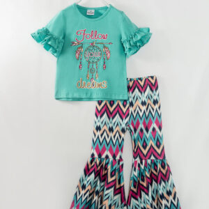 Dreamcatcher Follow Dream Ruffle Girl Bell Bottom Outfit