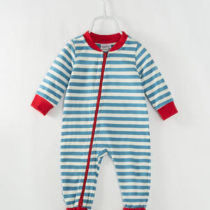 Christmas Blue Stripe Baby Boy Romper
