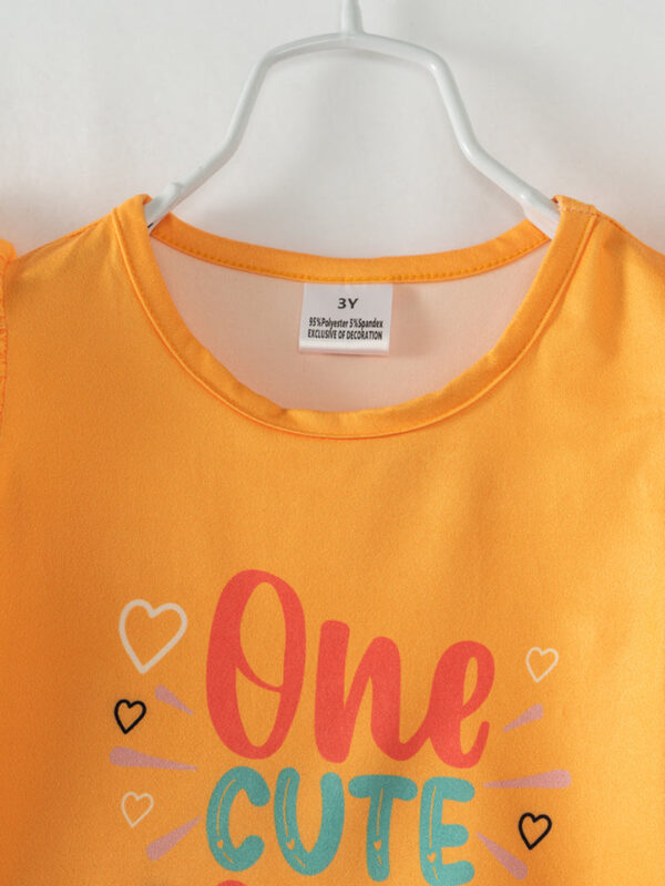 Yellow One Cute Chick Ruffle Girl Bell Bottom Outfit - Image 3
