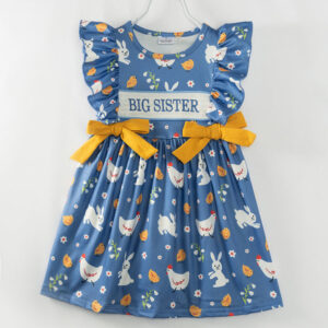 Blue Chicken BIG SISTER Ruffle Smocked Girl Dress