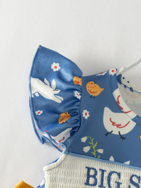 Blue Chicken BIG SISTER Ruffle Smocked Girl Short Set - Image 4
