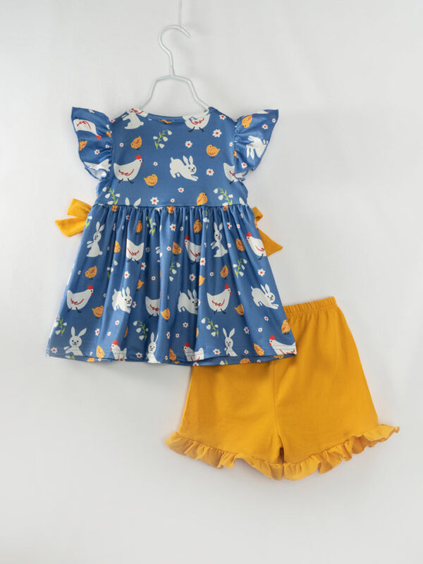 Blue Chicken BIG SISTER Ruffle Smocked Girl Short Set - Image 6