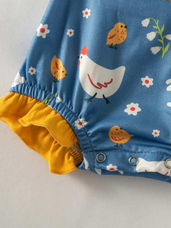 Blue Chicken LITTLE SISTER Ruffle Smocked Baby Girl Romper - Image 4