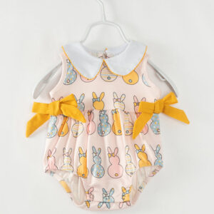Multicolor Bunny French Knot Baby Girl Romper