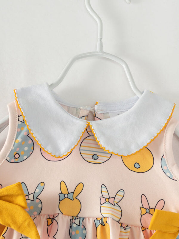Multicolor Bunny French Knot Baby Girl Romper - Image 3