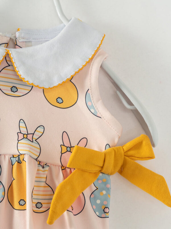 Multicolor Bunny French Knot Baby Girl Romper - Image 4