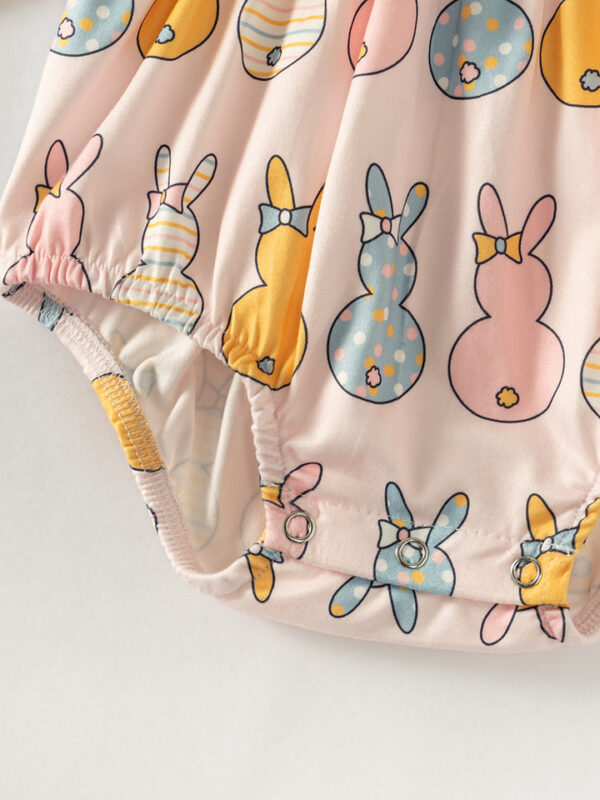 Multicolor Bunny French Knot Baby Girl Romper - Image 5