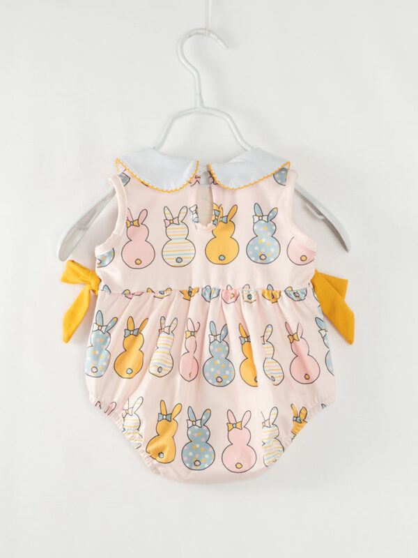 Multicolor Bunny French Knot Baby Girl Romper - Image 6