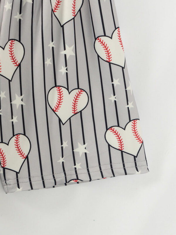 Red Navy Stripe Baseball Heart Boy Short Set - Image 5