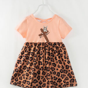 Easter Brown Leopard Cross Bunny Ruffle Girl Twirl Dress
