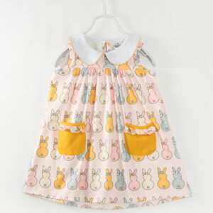 Easter Multicolor Bunny Pocket Girl Dress