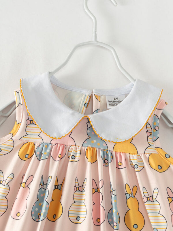 Easter Multicolor Bunny Pocket Girl Dress - Image 3