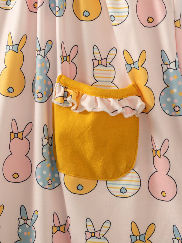 Easter Multicolor Bunny Pocket Girl Dress - Image 4