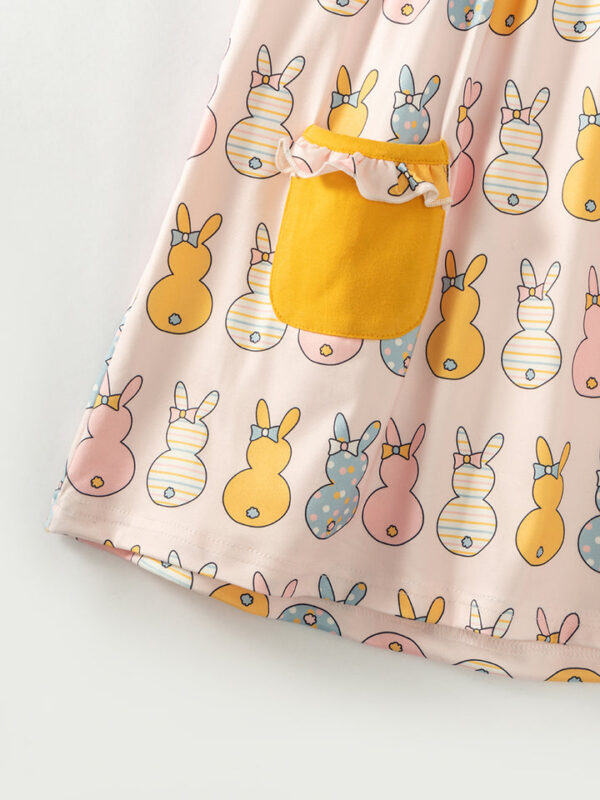 Easter Multicolor Bunny Pocket Girl Dress - Image 5