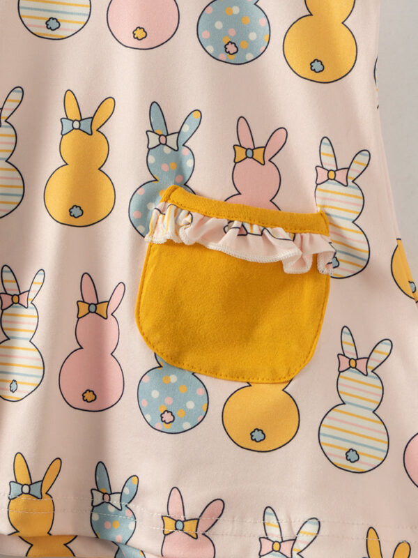 Easter Multicolor Bunny Pocket Girl Short Set - Image 4
