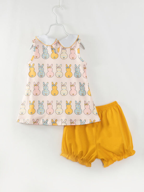 Easter Multicolor Bunny Pocket Girl Short Set - Image 6