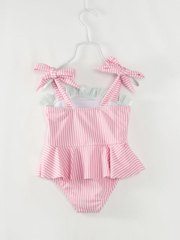 Pink Stripe Watermelon Ruffle Girl One Piece Swimsuit - Image 6