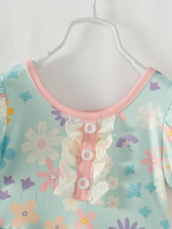 Ice Blue Floral Ruffle Girl Twirl Dress - Image 3
