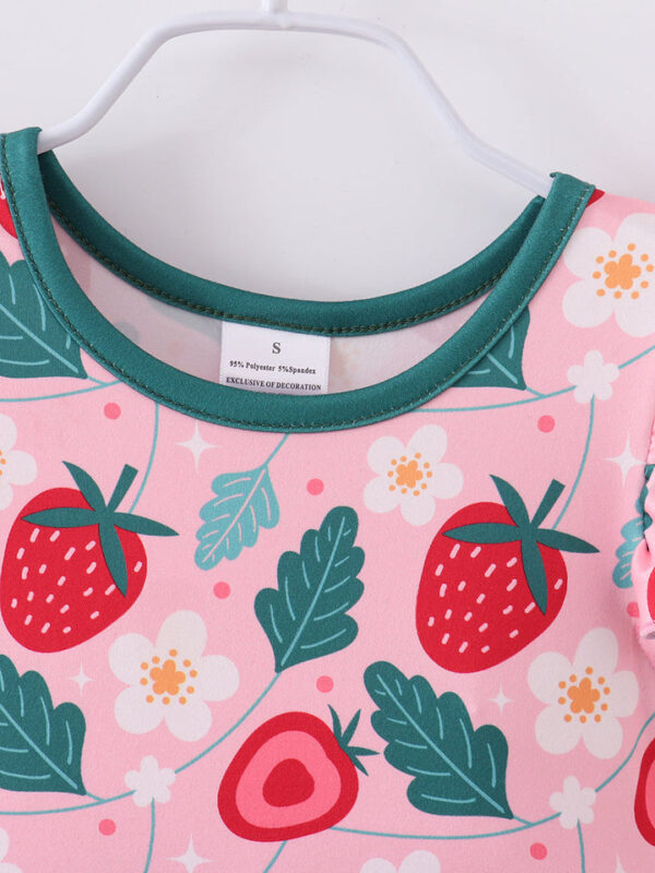 Pink Strawberry Ruffle Girl Dress - Image 3