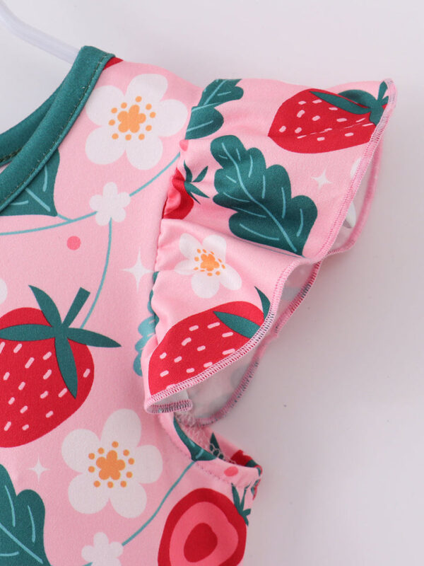 Pink Strawberry Ruffle Girl Dress - Image 4