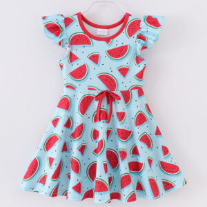 Light Blue Watermelon Ruffle Girl Dress