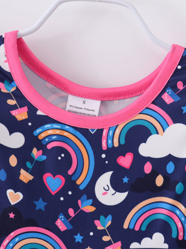 Blue Rainbow Cloud Ruffle Girl Dress - Image 3