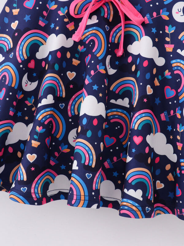Blue Rainbow Cloud Ruffle Girl Dress - Image 5