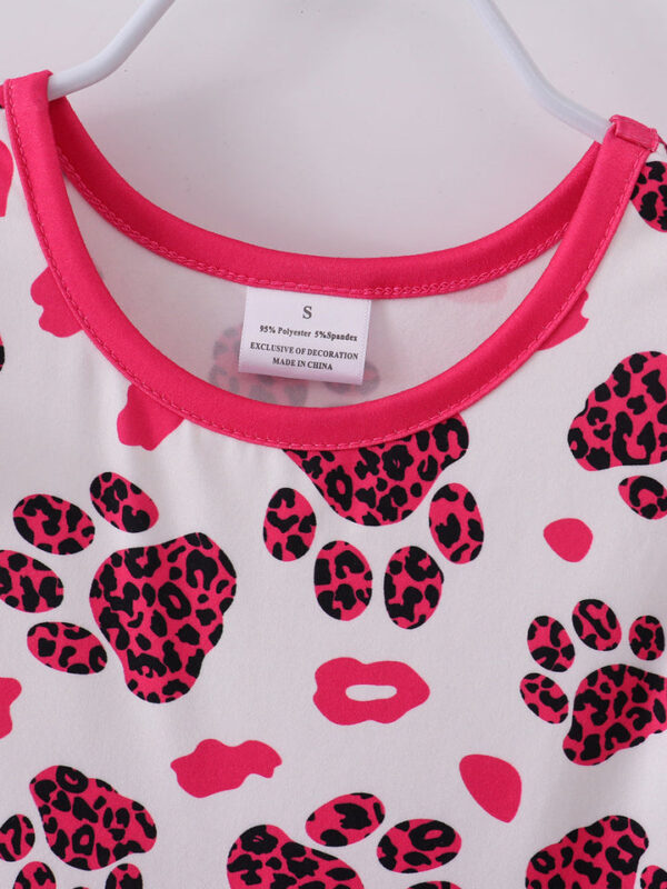 Pink Leopard Paw Ruffle Girl Dress - Image 3