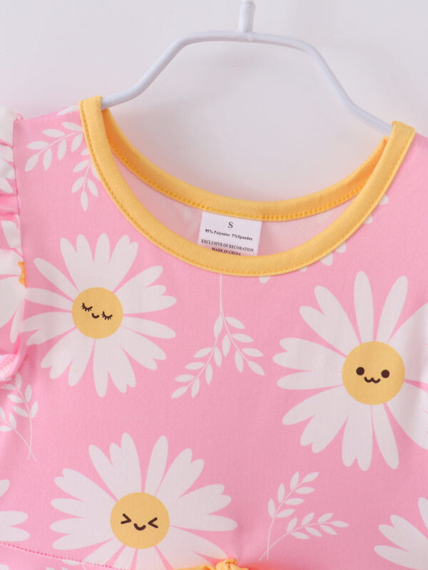 Pink Daisy Ruffle Girl Dress - Image 3