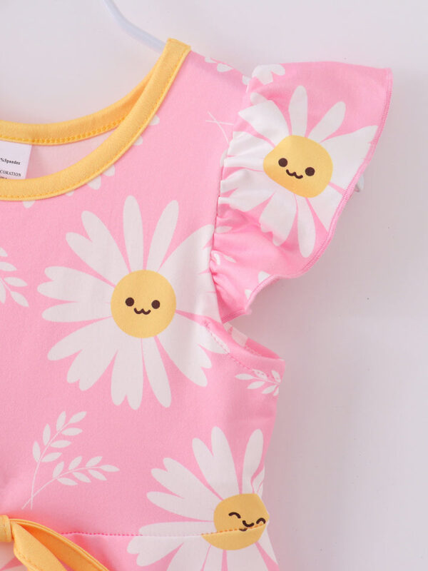 Pink Daisy Ruffle Girl Dress - Image 4