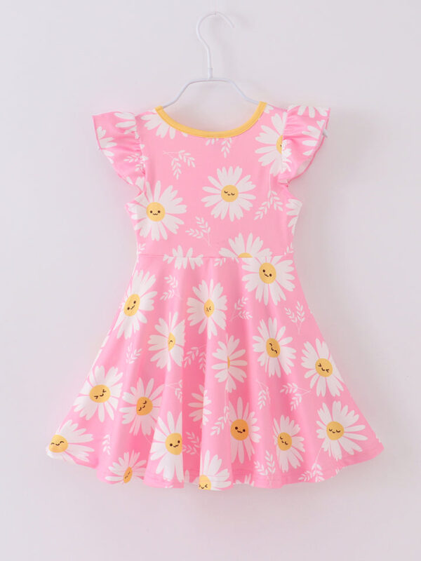 Pink Daisy Ruffle Girl Dress - Image 6