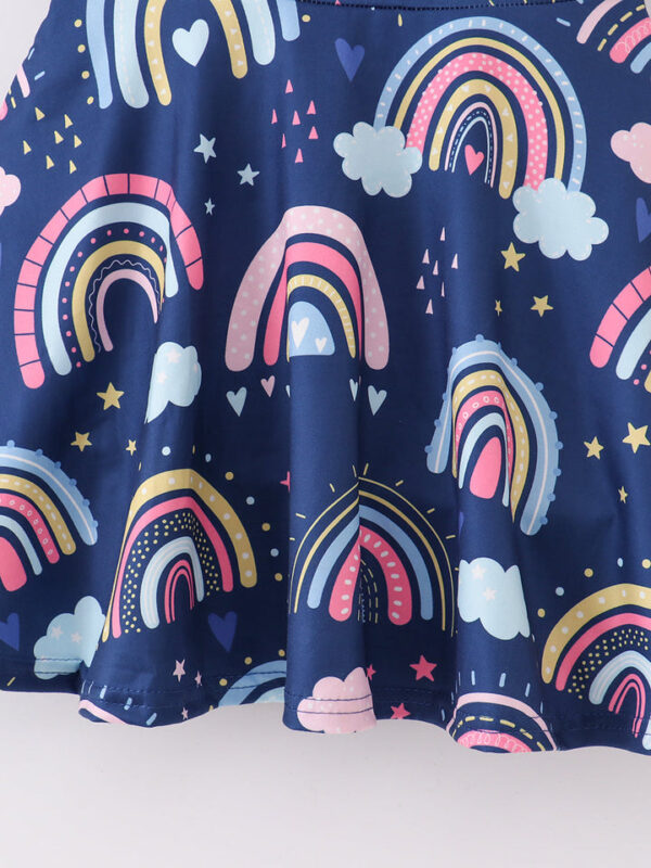 Blue Rainbow Cloud Ruffle Girl Dress - Image 4